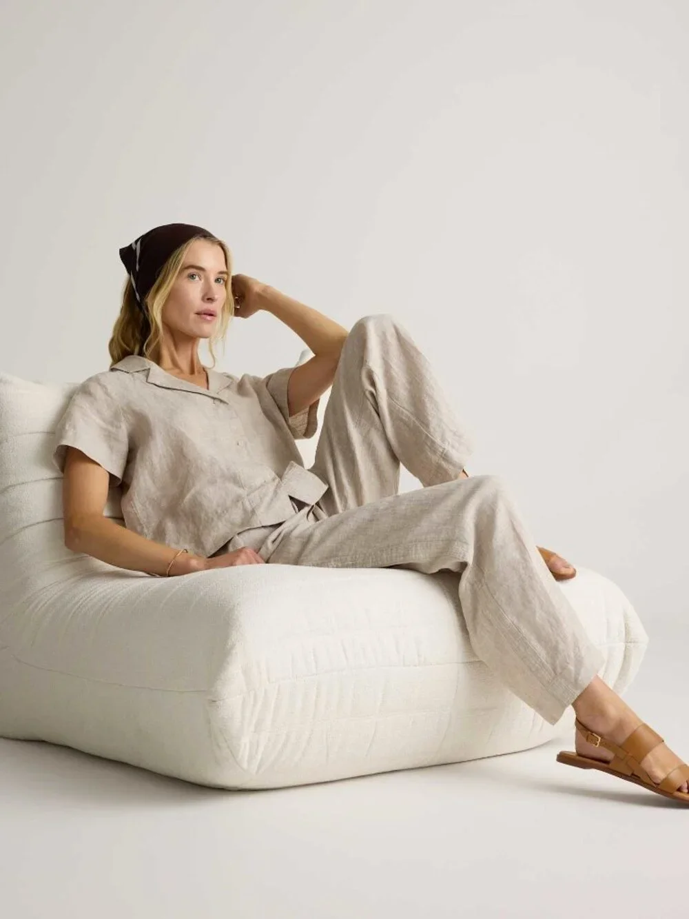 100% European Linen Wide Leg Pants in Flax